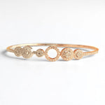 Load image into Gallery viewer, Halo Circle Diamond Bracelet, 14k Solid Gold, Natural Diamonds, Two Way Stackable Bracelet, Cluster Pave Set Cuff, Statement Jewelry