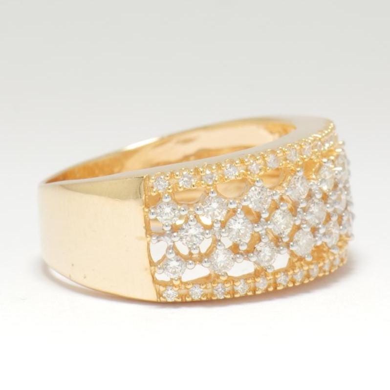 Diamond Wedding Band Ring, 14K Solid Gold, Eternity Lace Band, Natural Diamonds, Wide Filigree Statement Ring, Bridal Jewelry, Gift For Her