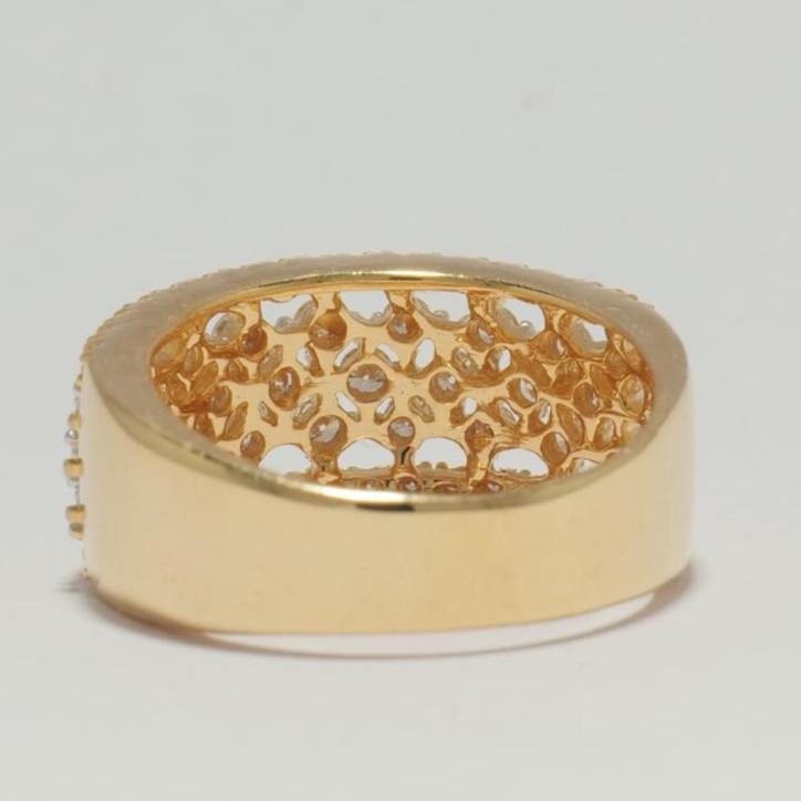 Diamond Wedding Band Ring, 14K Solid Gold, Eternity Lace Band, Natural Diamonds, Wide Filigree Statement Ring, Bridal Jewelry, Gift For Her