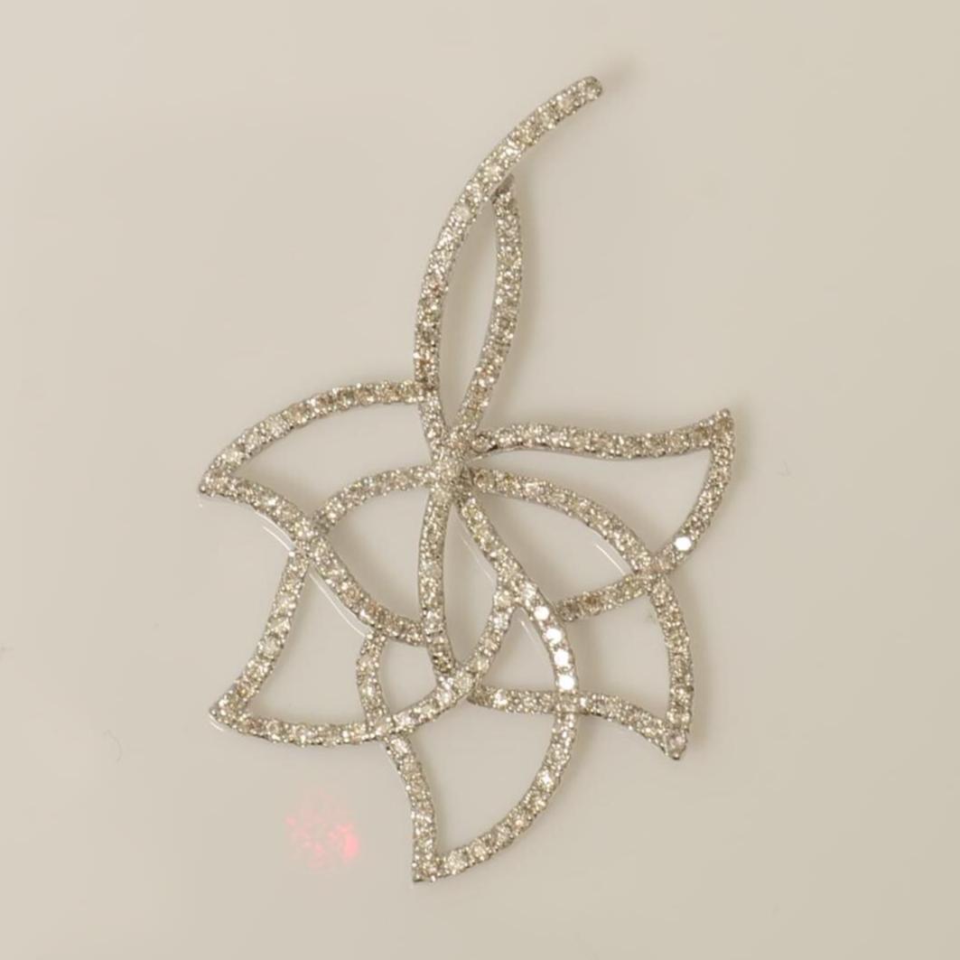 Floral Diamond Pendant, 14k Solid Gold, Natural Diamond, Openwork Chain Necklace , Stackable Leaf Pendant, Minimalist Jewelry, Gift for Her