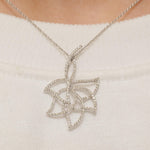 Load image into Gallery viewer, Floral Natural Diamond Openwork Pendant: 14k Solid Gold Stackable Leaf Jewellery, Minimalist Necklace, Certified Jewelry