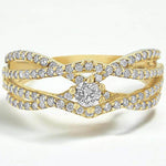 Load image into Gallery viewer, Criss Cross Solitaire Engagement Ring, 14k Solid Gold, Natural Diamonds, Twisted Band Statement Ring, Wedding Bridal Ring, Gift For Her