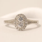 Load image into Gallery viewer, Oval Halo Diamond  Ring, 14k Solid Gold, Natural Diamonds, Engagement Bridal Ring, Cluster Statement Promise Ring, Gift For Her