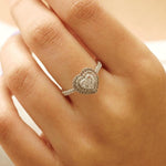 Load image into Gallery viewer, Heart Natural Diamond Cluster Proposal Ring: 14k Solid Gold Double Halo Promise Jewellery, Certified Jewelry