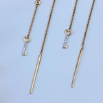 Load image into Gallery viewer, Lock And Key Thread Diamond Earrings, Dangle Diamond Earrings, 14k Solid Gold, Natural Diamonds, , Minimalist Earrings Gift For Her