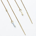 Load image into Gallery viewer, Lock And Key Thread Diamond Earrings, Dangle Diamond Earrings, 14k Solid Gold, Natural Diamonds, , Minimalist Earrings Gift For Her