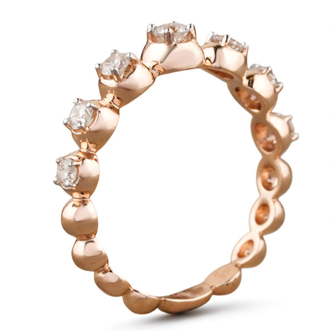Bubble Diamond Ring, Supporting Ring, Eternity Band, 14k Solid Gold, Natural Diamonds, Everyday Jewelry, Gift For Her