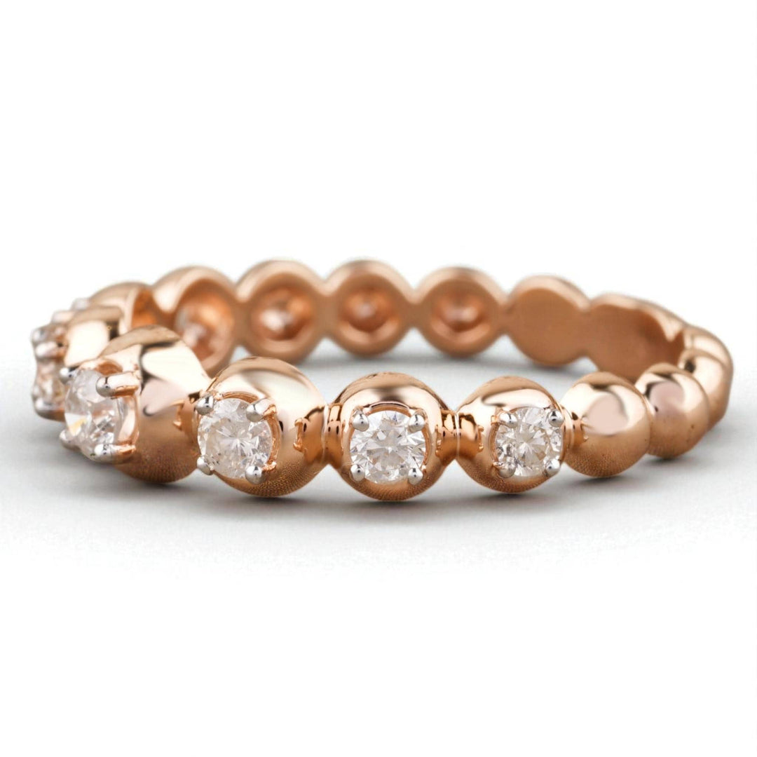 Bubble Diamond Ring, Supporting Ring, Eternity Band, 14k Solid Gold, Natural Diamonds, Everyday Jewelry, Gift For Her