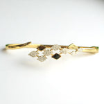 Load image into Gallery viewer, Rhombus Open Cuff Bracelet, 14K Solid Gold, Natural Diamond, Cluster Stackable Bangle, Geometric Layered Cocktail Jewelry, Statement Bangle