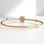 Load image into Gallery viewer, Star Triangle Diamond Bracelet, 14k Solid Gold, Natural Diamonds, Mother Of Pearl Dual Styling Cuff Bangle, Statement Minimalistic Jewelry