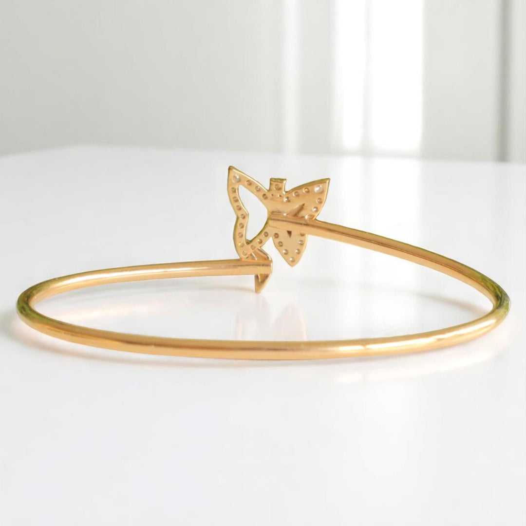 Butterfly Diamond Cuff Bracelet, 14k Solid Gold, Natural Diamonds, Mother Of Pearl Bangle, Prom Bracelet, Statement Minimalistic Jewelry