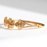 Load image into Gallery viewer, Floral Cluster Diamond Bracelet, 14k Solid Gold, Natural Diamonds, Mother Of Pearl Minimalistic Bangle, Statement Stackable Bracelet