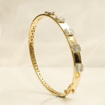 Load image into Gallery viewer, Bar Cluster Natural Diamond Bangle Bracelet, 14k Solid Gold Illusion Geometric Cuff Jewellery, Certified Jewelry