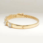 Load image into Gallery viewer, Bar Diamond Bangle Bracelet, 14k Solid Gold, Natural Diamonds, Baguette Illusion Set Cuff, Geometric Cluster Statement Bracelet