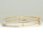 Load image into Gallery viewer, Baguette & Round Natural Diamond Cuff Bracelet: 14k Solid Gold Cluster Illusion Jewelry, IGI Certified, Ready To Ship