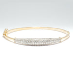 Load image into Gallery viewer, Pavé Natural Diamond Bar Bangle Bracelet: 14k Solid Gold Sleek Minimalistic Jewellery, Certified Jewelry