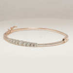 Load image into Gallery viewer, Solitaire Diamond Cuff Bracelet, 14k Solid Gold, Natural Diamonds, Stackable Bangle Bracelet, Minimalist Statement Jewelry