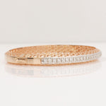 Load image into Gallery viewer, Filigree Natural Diamond Channel Bangle Bracelet: 14k Solid Gold Wedding Statement Jewelry, HRD Certified, Ready To Ship