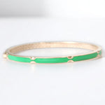 Load image into Gallery viewer, Green Enamel Natural Diamond Bracelet: 14k Solid Gold Minimalistic Bangle Jewellery, Certified Jewelry