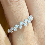 Load image into Gallery viewer, Half Eternity Diamond Band Ring, 14K Solid Gold, Natural Diamonds, Bezel Setting, Gift For Her