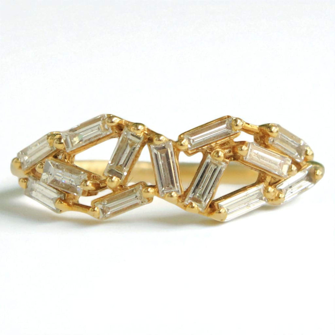 Baguette Diamond Ring, 14k Solid Gold, Natural Diamond, , Everyday Wear Jewelry Gift For Her