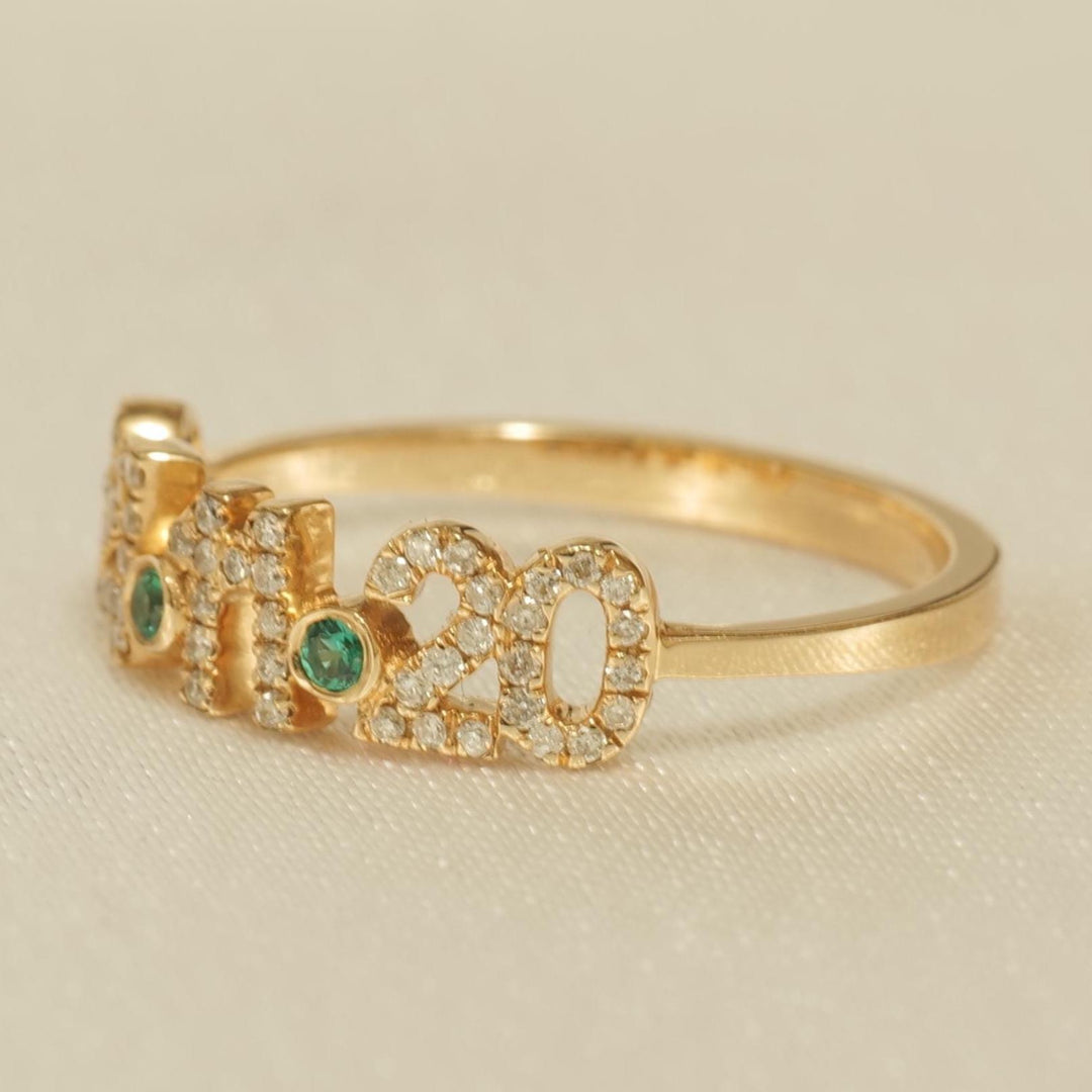 Persaonalized Date Diamond Ring , 14k Solid Gold Ring Statement Ring , Natural Diamonds , Gift For Her