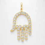 Load image into Gallery viewer, Hamsa Hand Natural Diamond Charm Pendant: 14k Solid Gold Everyday Protection Jewelry, Minimalist Necklace, Certified Jewelry, Ready To Ship