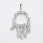 Load image into Gallery viewer, Hamsa Hand Diamond Charm Pendant, 14k Solid Gold, Natural Diamonds, Everyday Protection Bracelet, Minimalist Necklace, Stackable Jewelry