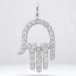 Load image into Gallery viewer, Hamsa Hand Natural Diamond Charm Pendant: 14k Solid Gold Everyday Protection Jewelry, Minimalist Necklace, Certified Jewelry, Ready To Ship