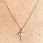 Load image into Gallery viewer, Key Natural Diamond Stacking Charm: 14k Solid Gold Minimalistic Necklace, Certified Jewelry
