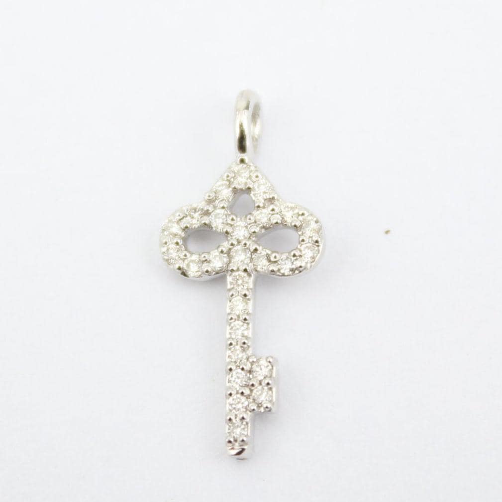 Key Diamond Charm Pendant, 14k Solid Gold, Natural Diamonds, Everyday Minimalist Jewelry, Stacking Necklace, Certified Jewelry