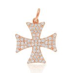 Load image into Gallery viewer, Diamond Cross Pendant, 14k Solid Gold, Natural Diamonds, Crusader Cross Necklace With Adjustable Chain, Everyday Minimalist Jewelry