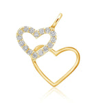 Load image into Gallery viewer, Double Heart Gold Charm Pendant, 14k Solid Gold, Natural Diamonds, Intertwined Love Necklace, Everyday Minimalist Jewelry