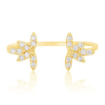Load image into Gallery viewer, Center Open Diamond Cuff Ring, 14k Solid Gold, Natural Diamonds, , Everyday Floral Jewelry Gift For Her