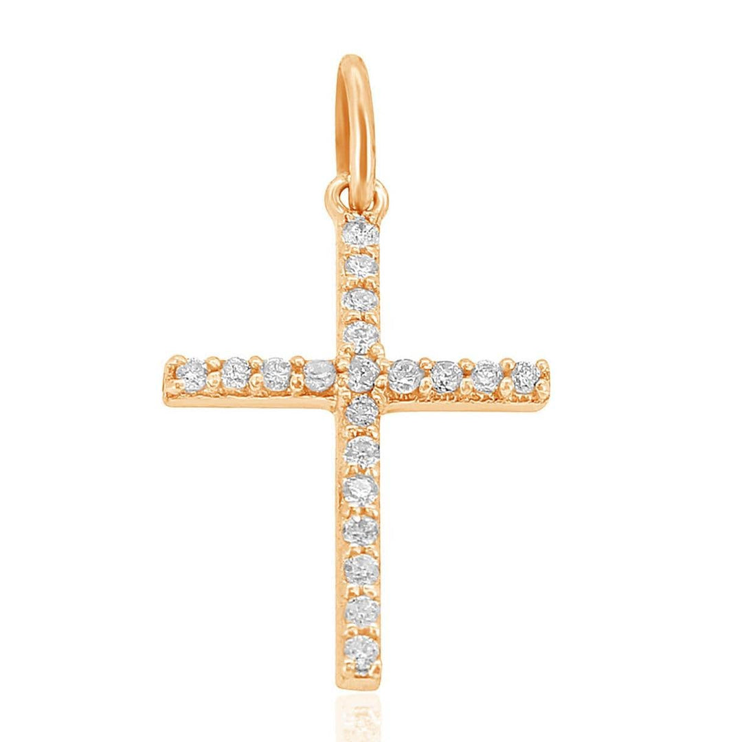 Cross Diamond Charm Pendant, 14k Solid Gold, Natural Diamonds, Baptism Gift for Her, Religious Protective Necklace, Communion Cross Bracelet