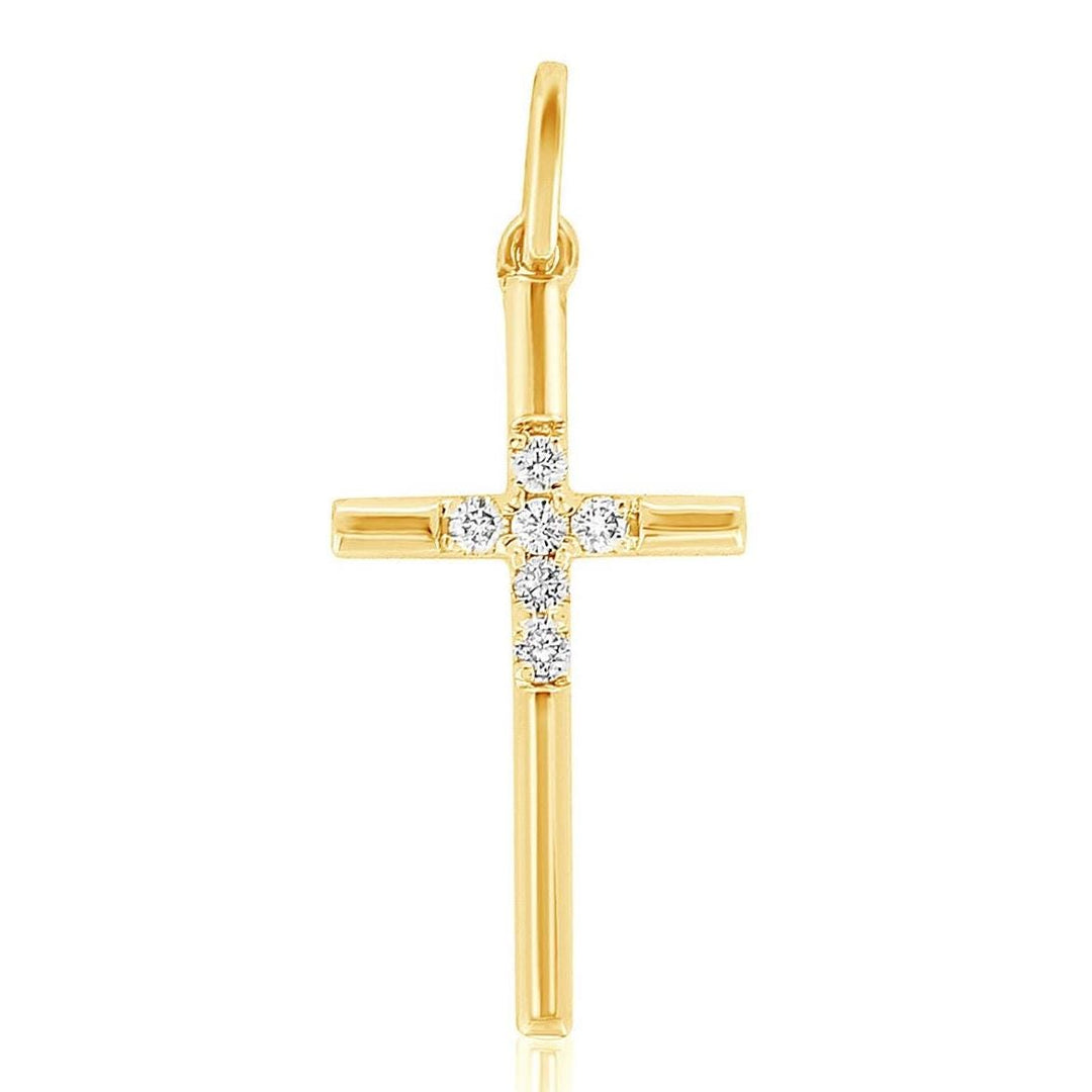 Cross Diamond Pendant in 14k Solid Gold, Natural Diamond Cross Necklace with Adjustable Chain, Religious Jewelry, Gift For Her
