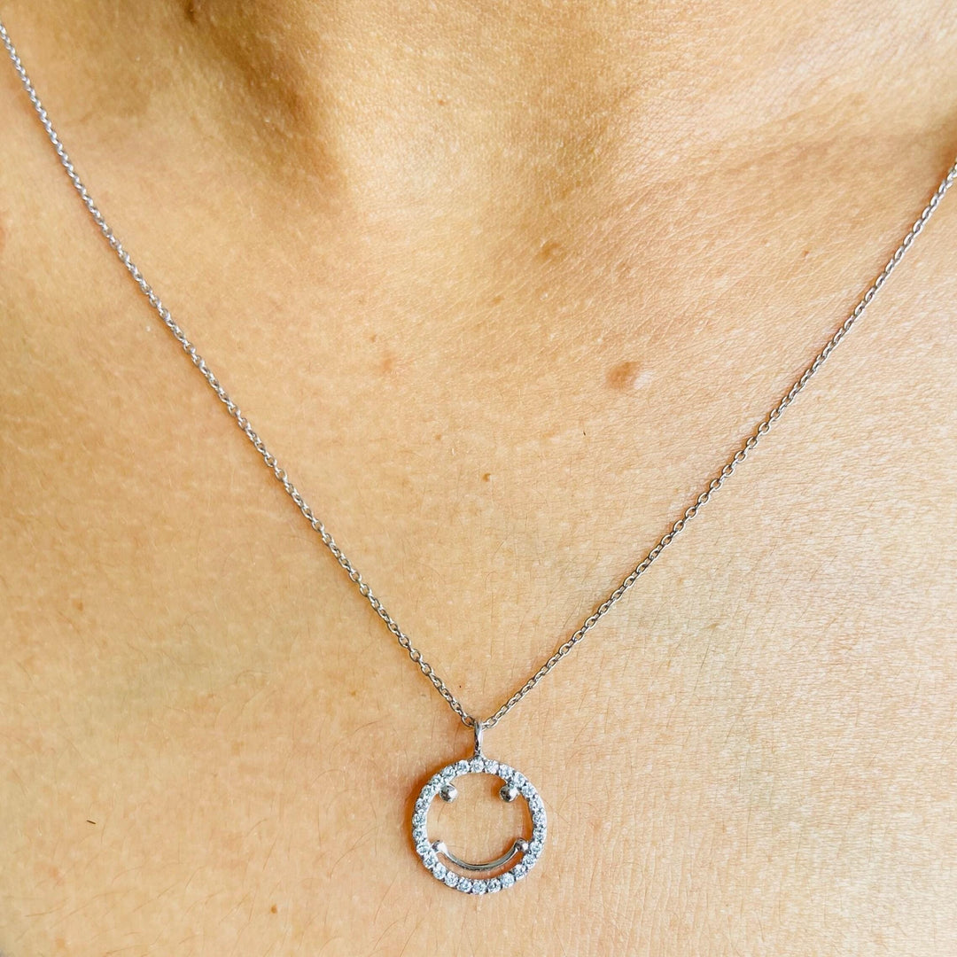 Smiley Diamond Charm Pendant, Emoji Charm, 14k Solid Gold, Natural Diamonds, , Everyday Jewelry Gift For Her