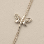 Load image into Gallery viewer, Dragonfly Diamond Chain Bracelet, 14K Solid Gold, Natural Diamonds, Stackable Animal Jewelry, Insect Charm Bracelet, Women's Day Gift