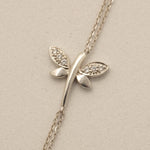 Load image into Gallery viewer, Dragonfly Diamond Chain Bracelet, 14K Solid Gold, Natural Diamonds, Stackable Animal Jewelry, Insect Charm Bracelet, Women's Day Gift