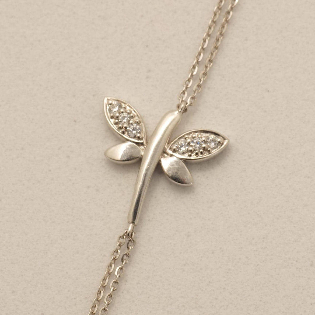 Dragonfly Diamond Chain Bracelet, 14K Solid Gold, Natural Diamonds, Stackable Animal Jewelry, Insect Charm Bracelet, Women's Day Gift