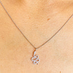 Load image into Gallery viewer, Snake Diamond Charm Pendant, 14K Solid Gold, Natural Diamonds, Stackable Serpent Necklace, Animal Bracelet, Gothic Jewelry, Gift for her