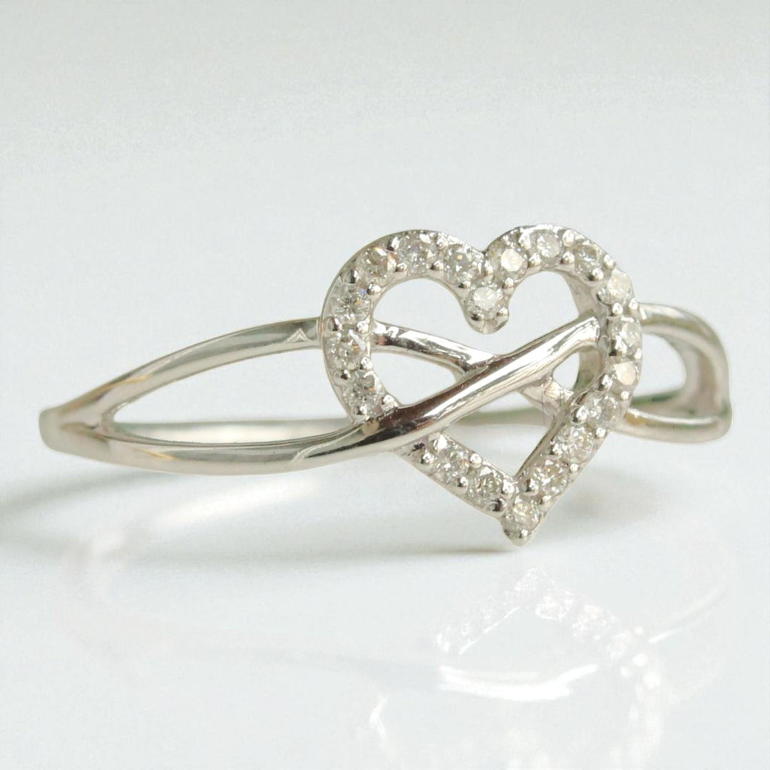 Heart Infinity Diamond Ring, 14k Solid Gold, Natural Diamonds, Promise Ring, , Everyday Stackable Jewelry Gift For Her