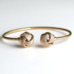 Load image into Gallery viewer, Love Knots Diamond Bracelet, 14K Solid Gold, Natural Diamonds, Open Cuff Statement Jewelry, Stackable Bracelet, Minimalistic Jewelry