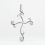 Load image into Gallery viewer, Diamond Cross Pendant, 14k Solid Gold, Natural Diamonds, Scroll Cross Necklace With Adjustable Chain, Everyday Minimalist Jewelry