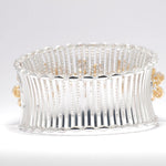 Load image into Gallery viewer, Floral Diamond Cuff Bracelet, 14k Solid Gold, Natural Diamonds, Halo Cocktail Bangle, Two Toned Wide Bangle, Statement Bridal Jewelry