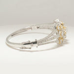 Load image into Gallery viewer, Floral Cluster Diamond Bracelet, 14k Solid Gold, Fancy Natural Diamonds, Halo Cocktail Bangle, Bold Statement Bracelet, Bridal Cuff Jewelry