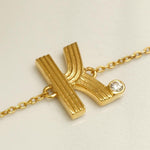 Load image into Gallery viewer, Personalized Flute Initial Diamond Bracelet, 14k Solid Gold, Natural Diamonds, Custom letter Everyday Jewelry, Word Charm Stacking Chain