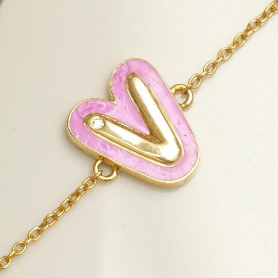 Personalized Initial Enamel Chain Bracelet, 14k Solid Gold, Natural Diamonds, Stacking Everyday Custom Jewelry, Letter Minimalistic Charm