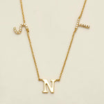 Load image into Gallery viewer, Personalized Initials Diamond Necklace, 14k Solid Gold, Natural Diamonds, Name Charm Stacking Jewelry, Customized Minimalist Necklace