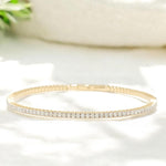 Load image into Gallery viewer, Single Row Sleek Natural Diamond Bangle Bracelet: 14k Solid Gold Flexible Stacking Everyday Jewellery, Eternity Bracelet, Certified Jewelry